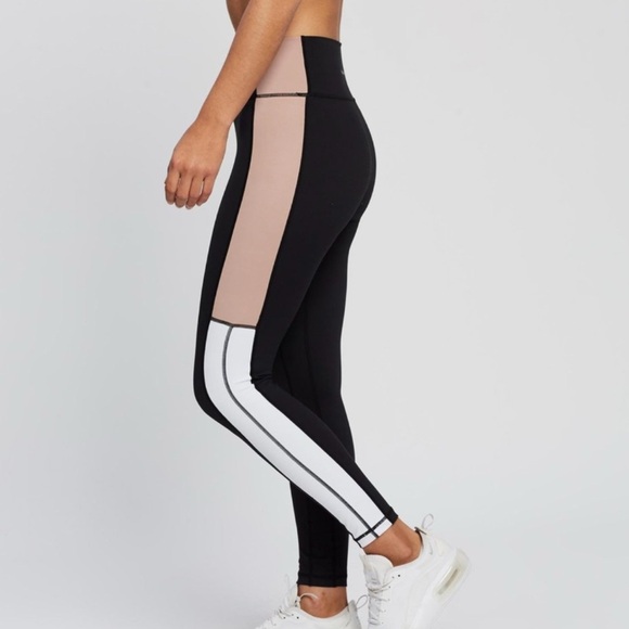 ALLFENIX Pants - Allfenix Heidi Colorblock 7/8 Leggings Tights Black/Rose/White Combo Size L